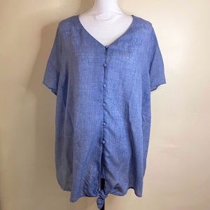 Lane Bryant Chambray Button Up Front Knot Size 20